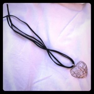Sterling heart with butterflies necklace